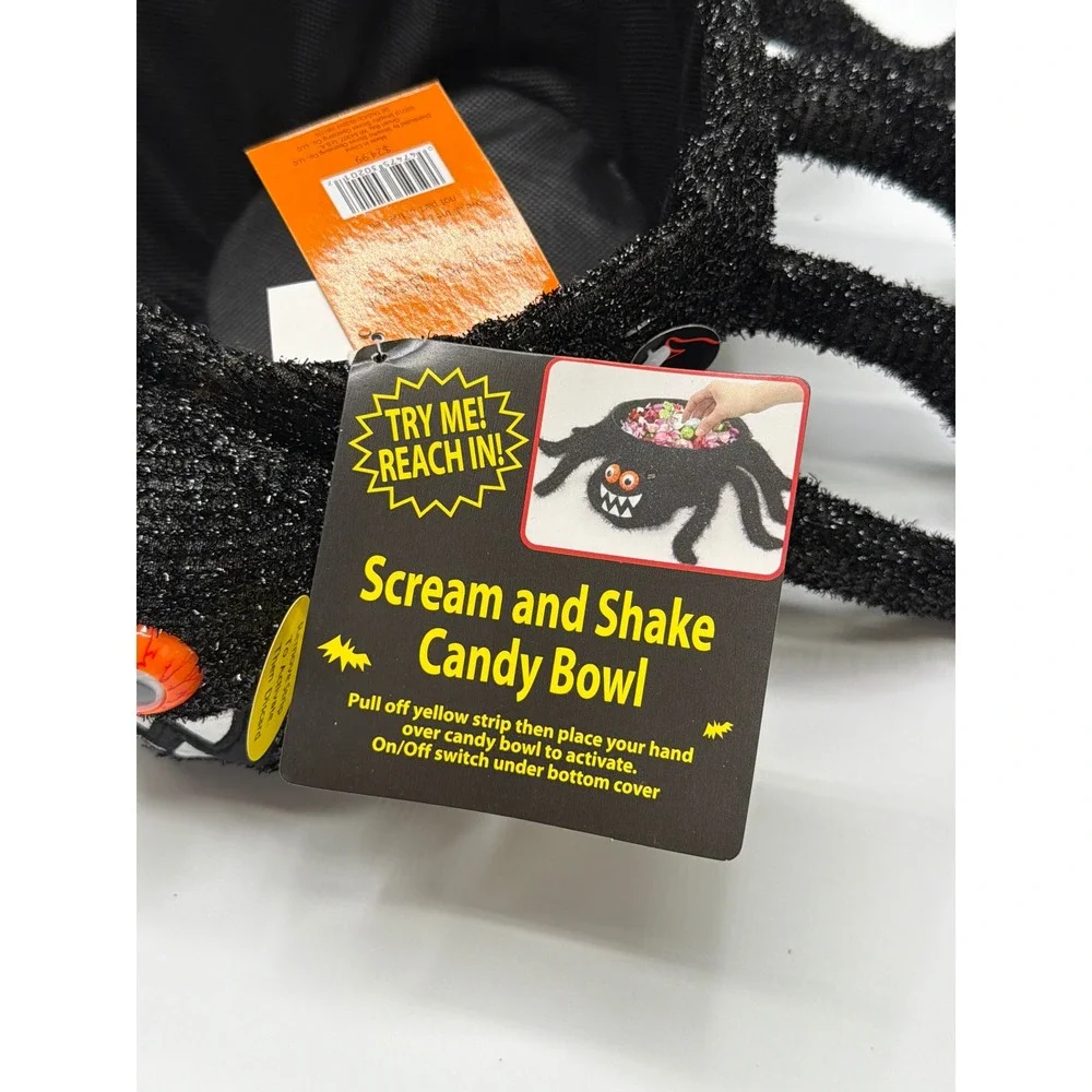 Animated Halloween Spider‎ Candy Bowl Scream Shake